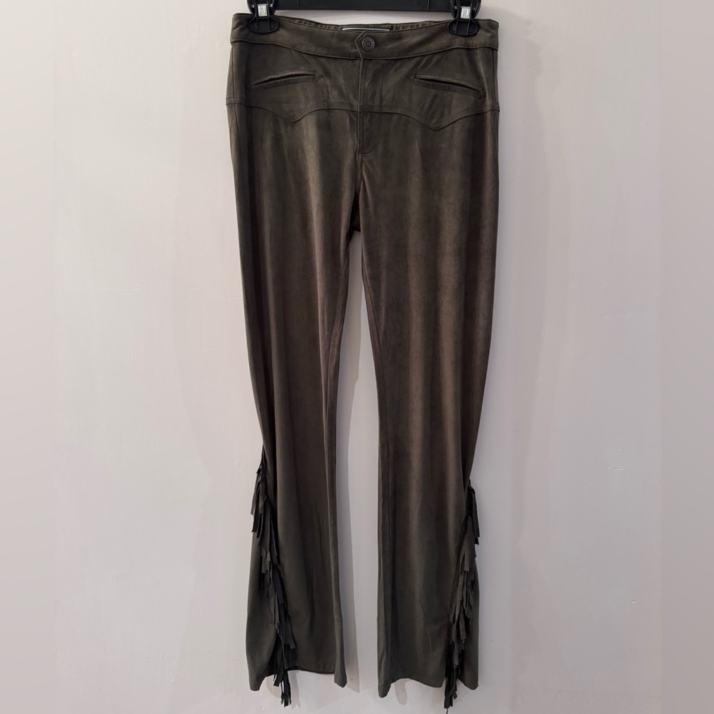 NWT Double D Ranch Fringe Faux Suede Pants Alfalfa Size 10 Cowgirl Chic NFR